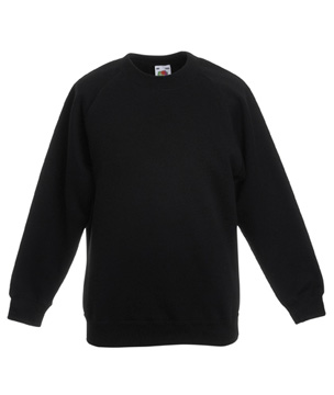 FELPA RAGLAN BAMBINO classic ( FRUIT OF THE LOOM ) nero